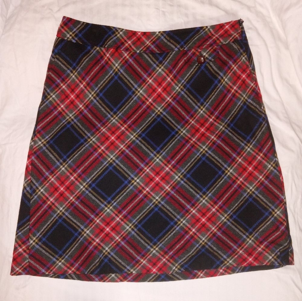 L.L. Bean Red and Black Plaid Skirt
